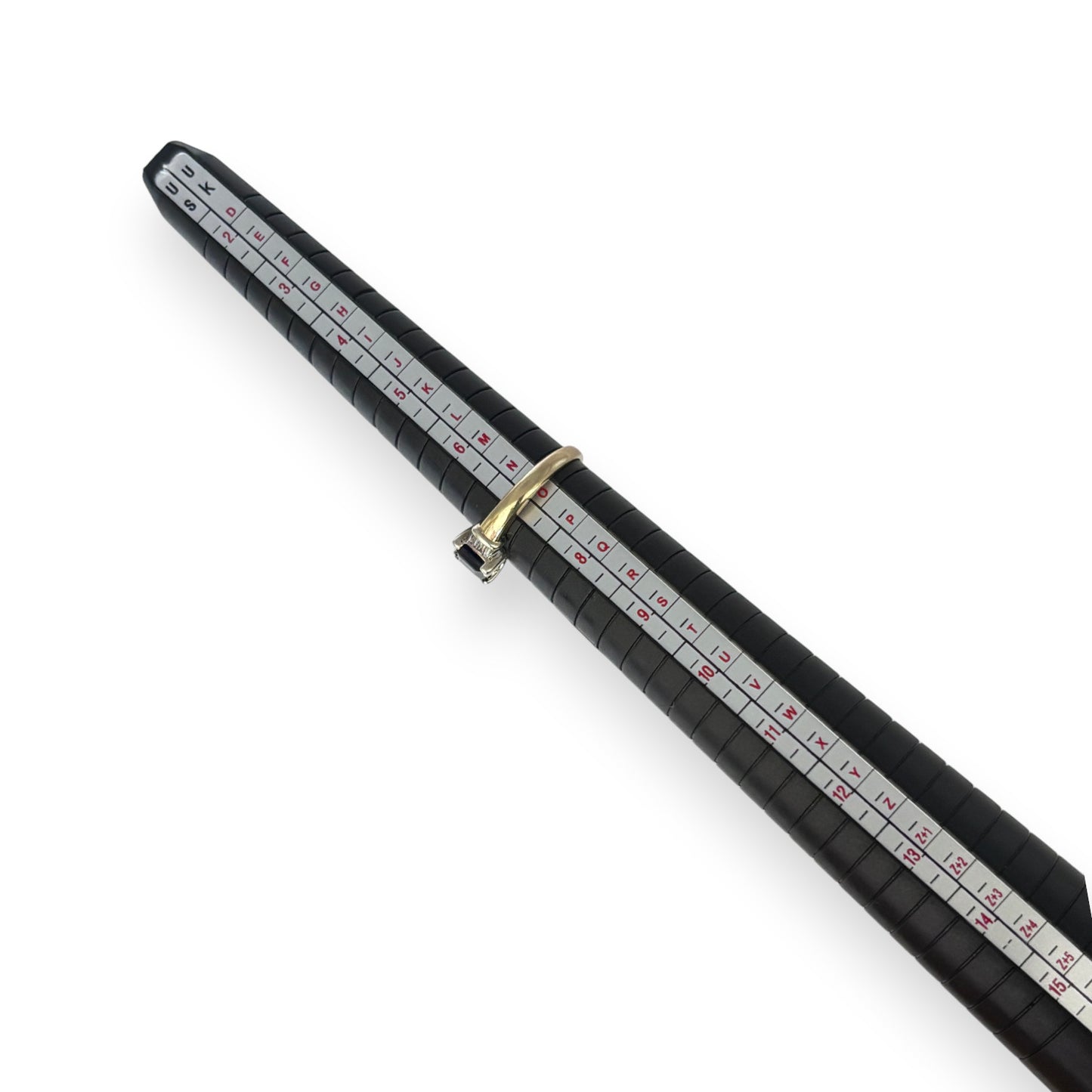 9ct Gold Sapphire Ring with Baguette Diamonds. R # 376