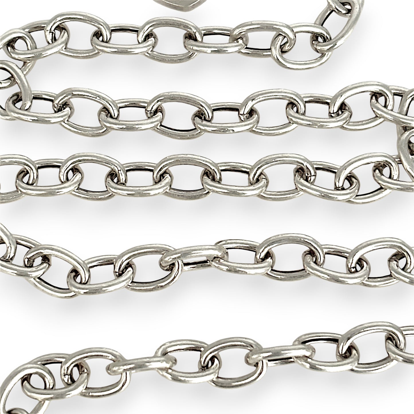 SILVER DEAL | Sterling Silver Open Heart Toggle Clasp Necklace 42cm