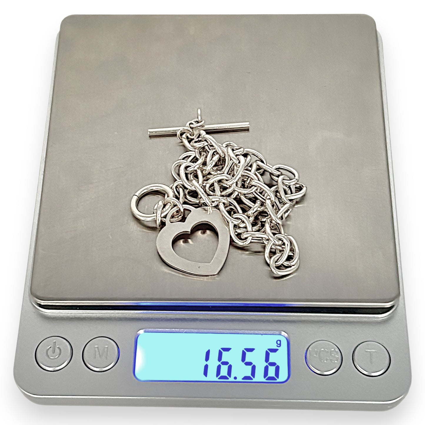 SILVER DEAL | Sterling Silver Open Heart Toggle Clasp Necklace 42cm