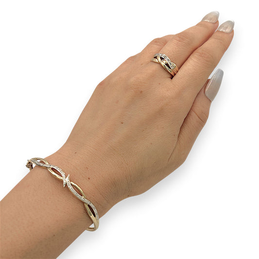 NZGD | 9ct Gold Celestia Twin‑Glow Bangle & Ring Set Valuation $4,550