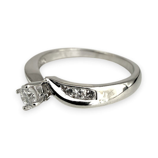 NZGD| 9ct White Gold MICHAEL HILL Starlight Solitaire Ring Size M 1/2
