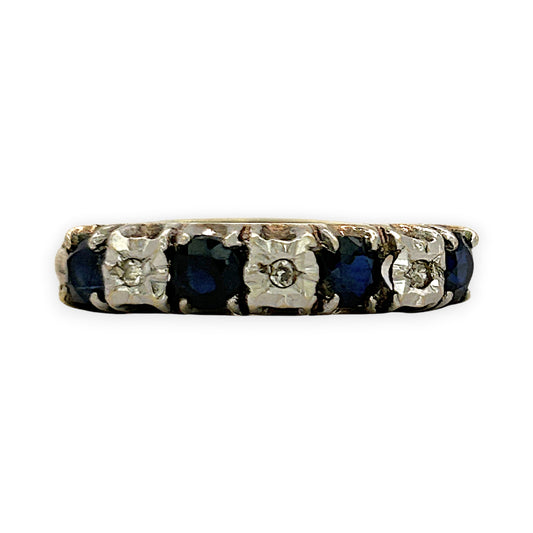 NZGD | 9ct Gold Midnight Blue Horizon Band Ring Size N 1/2
