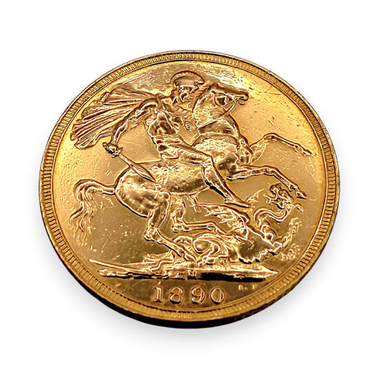 NZGD | 22ct Gold 1890 Queen Victoria Full Sovereign Coin
