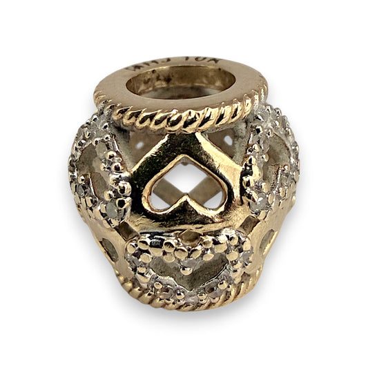 NZGD | 10ct Gold MHJ Heart‑Glow Diamond Bead Charm