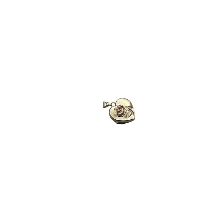 9ct Yellow Gold Rose Engraved Heart Locket Pendant
