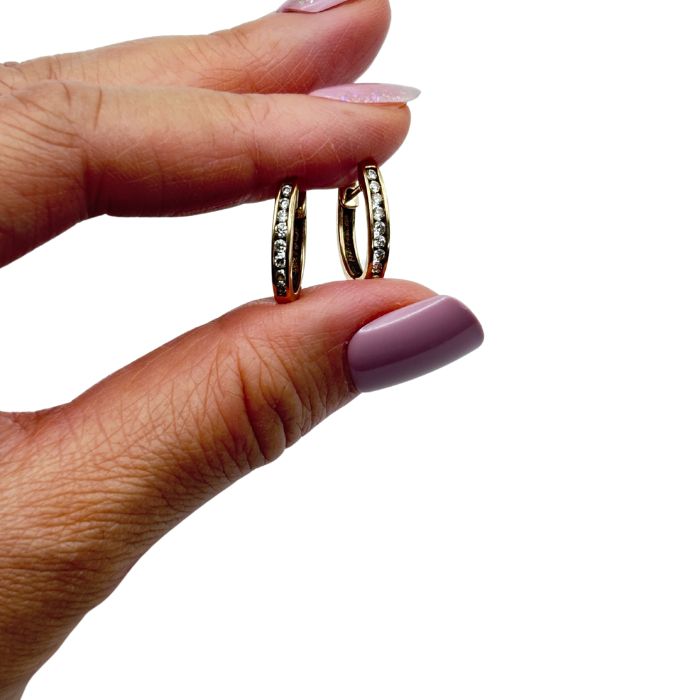 9ct Gold Elegant Diamond-Studded Hoop Earrings