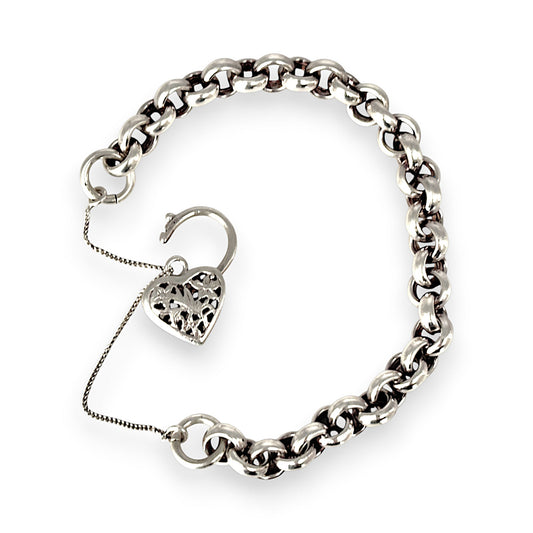 SILVER DEAL | Sterling Silver Belcher Bracelet with Padlock Length 19cm