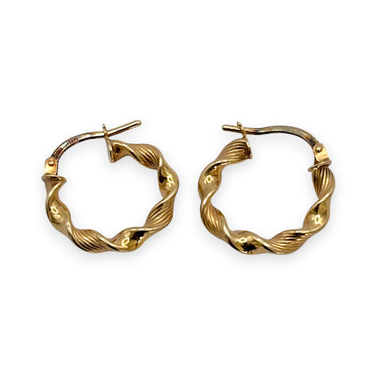 GOLD DEAL | 9ct Gold Light Weight Twisted Hoop Earrings