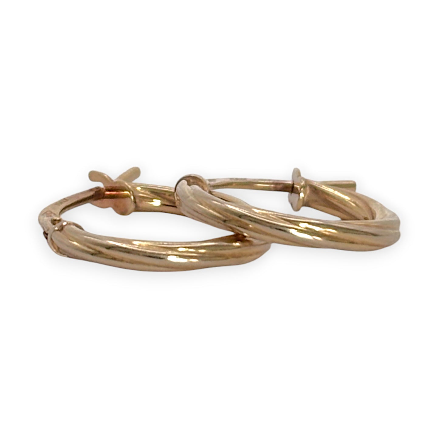 9ct Gold Light Weight Twisted Earrings. R # 416