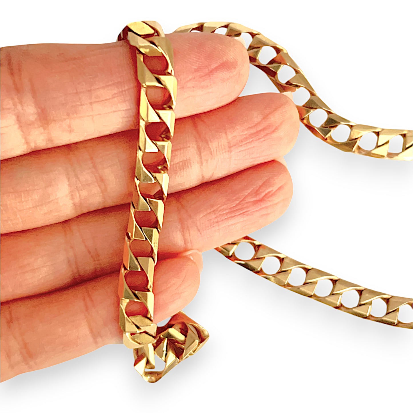 GOLD DEAL | FLASH SALE 9ct (9K) Gold Square Curb/Cuban Link Chain Length 58cm