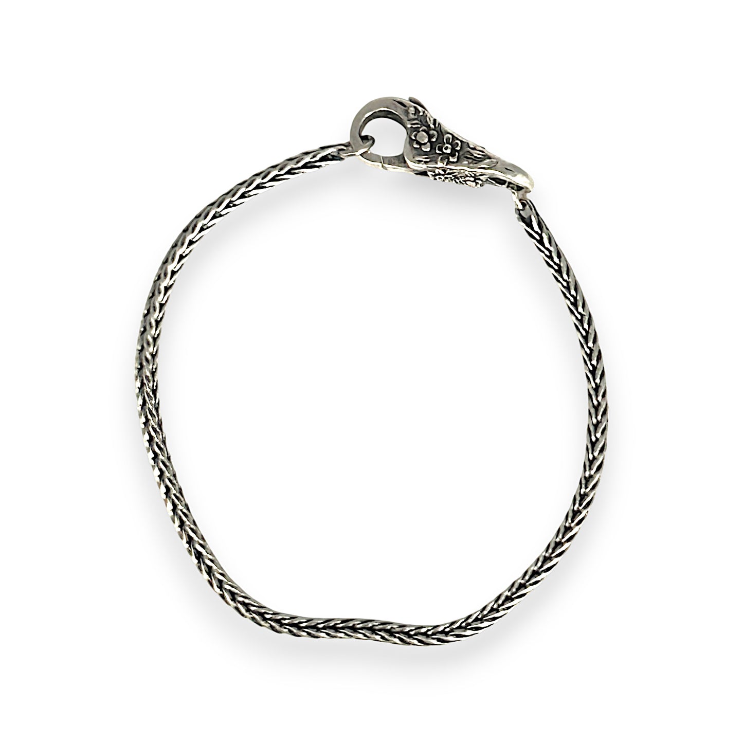 SILVER DEAL | Trollbeads Foxtail Bracelet - Floral Clasp Length 19cm