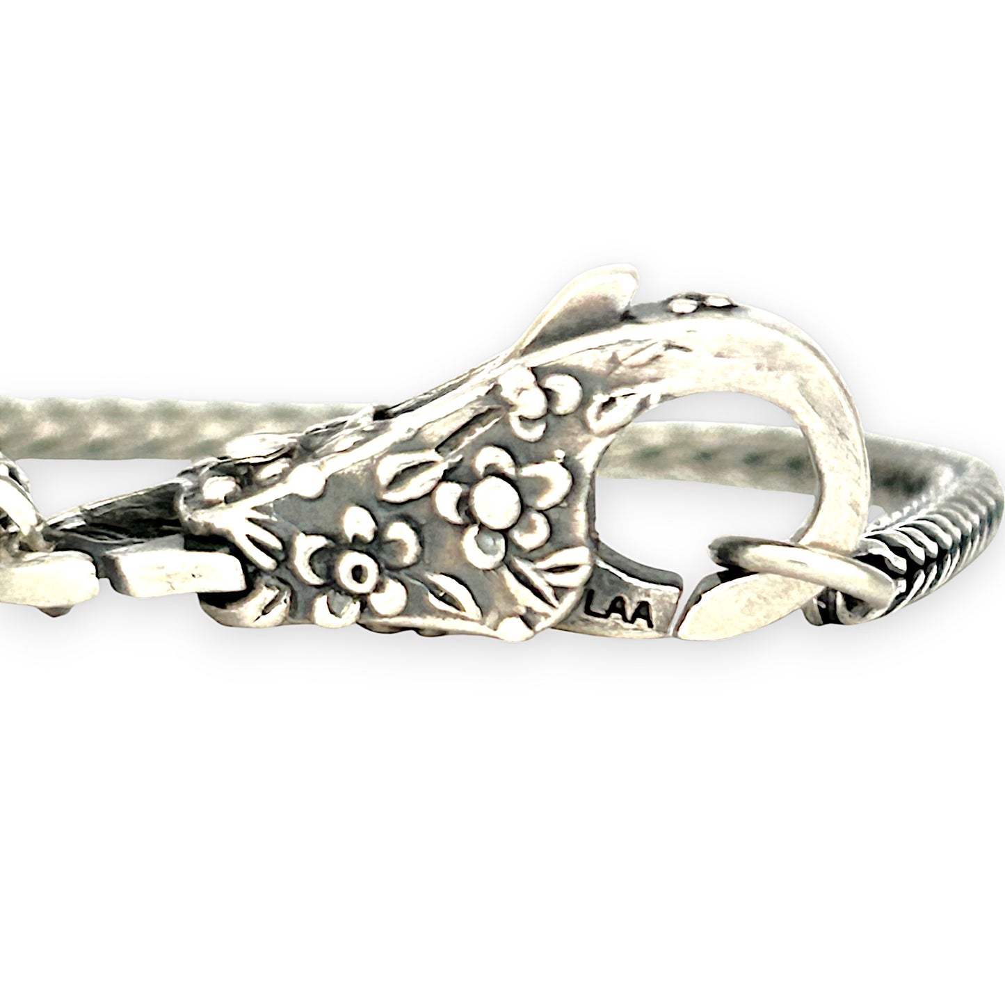 SILVER DEAL | Trollbeads Foxtail Bracelet - Floral Clasp Length 19cm