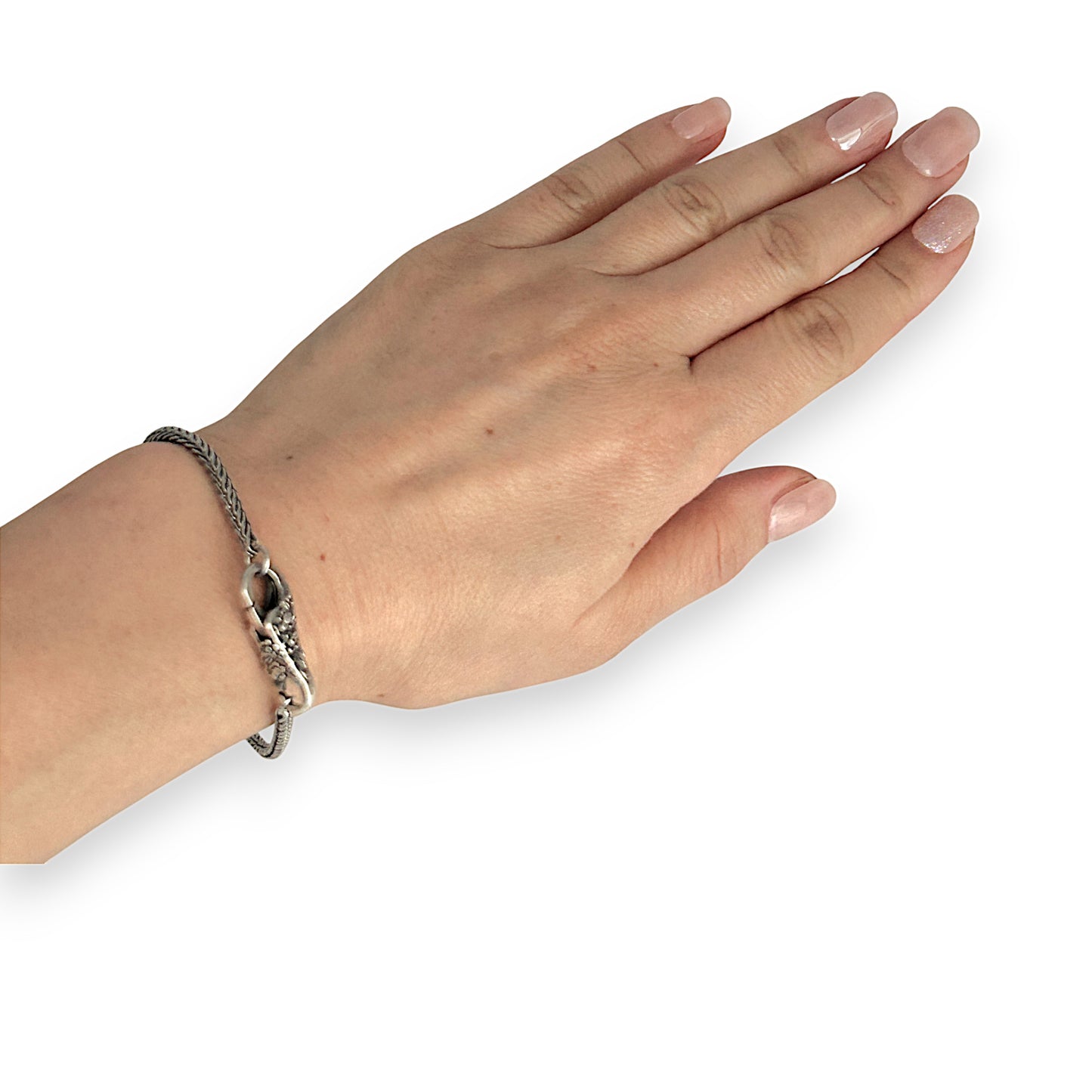 SILVER DEAL | Trollbeads Foxtail Bracelet - Floral Clasp Length 19cm