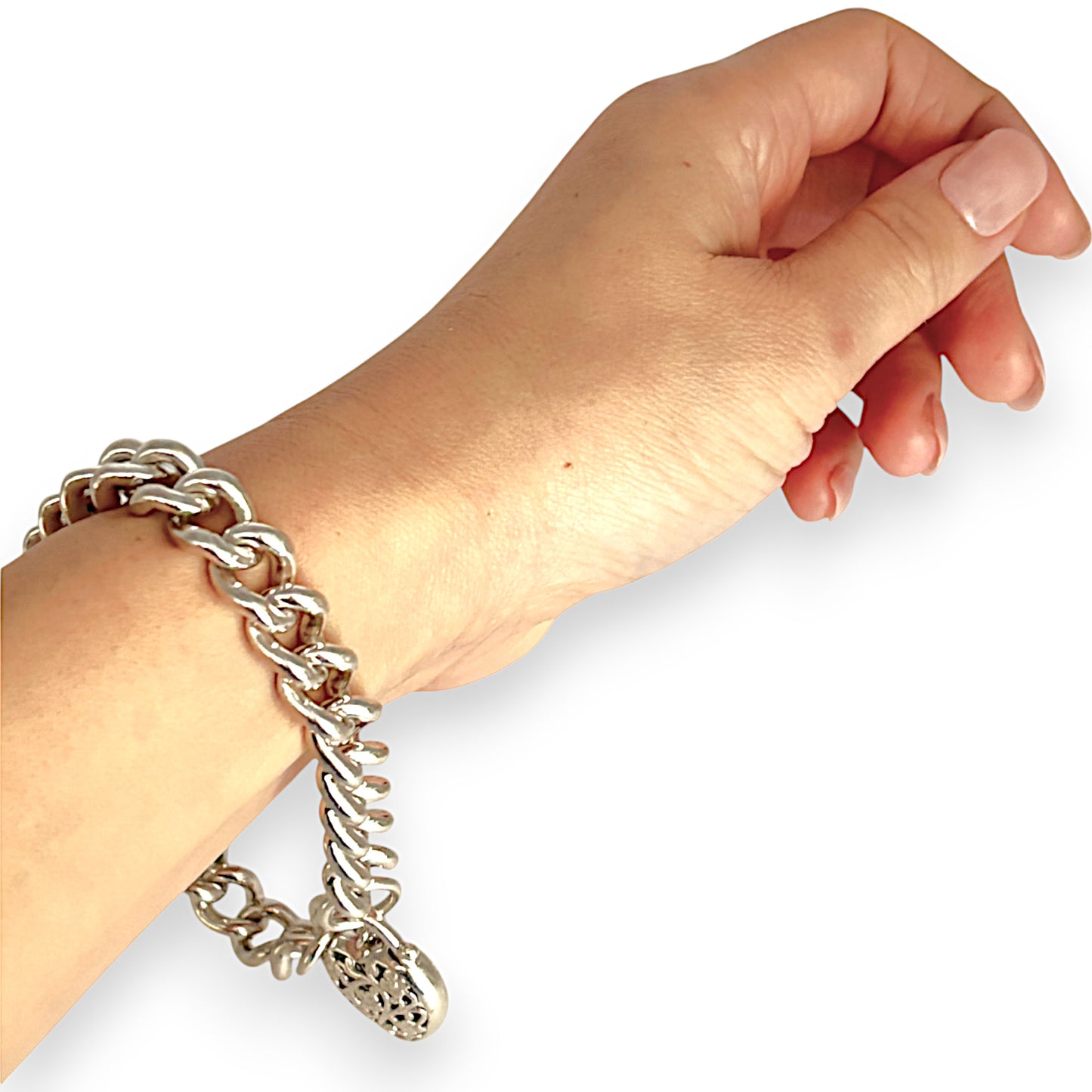 SILVER DEAL | Sterling Silver Curb Link Heavy Weight Bracelet Length 22cm