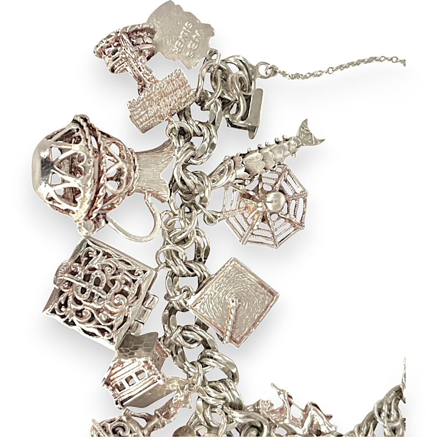 SILVER DEAL | Sterling Silver Elco Vintage Charms & Bracelet Length 15cm