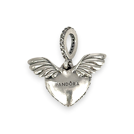SILVER DEAL | Pandora Sterling Silver Dangle Charm - Heart and Angel Wings