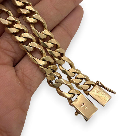 NZGD | 18ct Gold Imperial Figaro‑Curb Bracelet 23cm