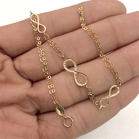 NZGD | 18ct Gold Triple‑Eternity Duo Chain Bracelet 20cm
