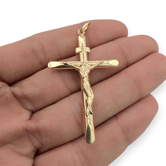 NZGD | 18ct Gold Golden Mercy Crucifix Pendant 53.5mm
