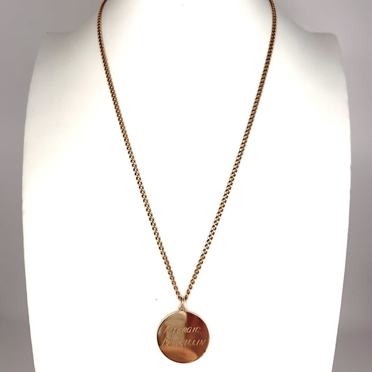 NZGD | 9ct Gold Penicillin Allergy Pendant Necklace 50cm