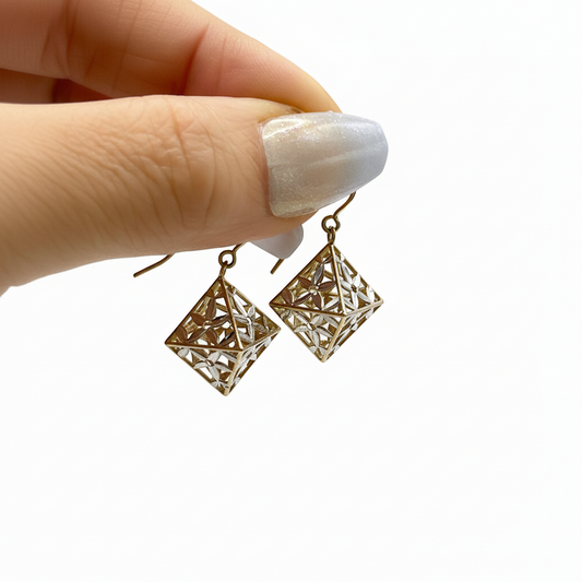 NZGD | 9ct Gold Celeste Two‑Tone Charm Earrings