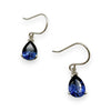 NZGD | 9ct White Gold Royal Blue Teardrop Hook Earrings
