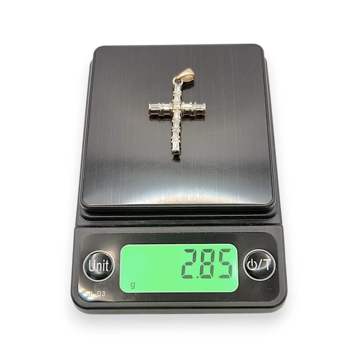 NZGD | 9ct Gold Baguette Simulated Cross Pendant 30.9mm