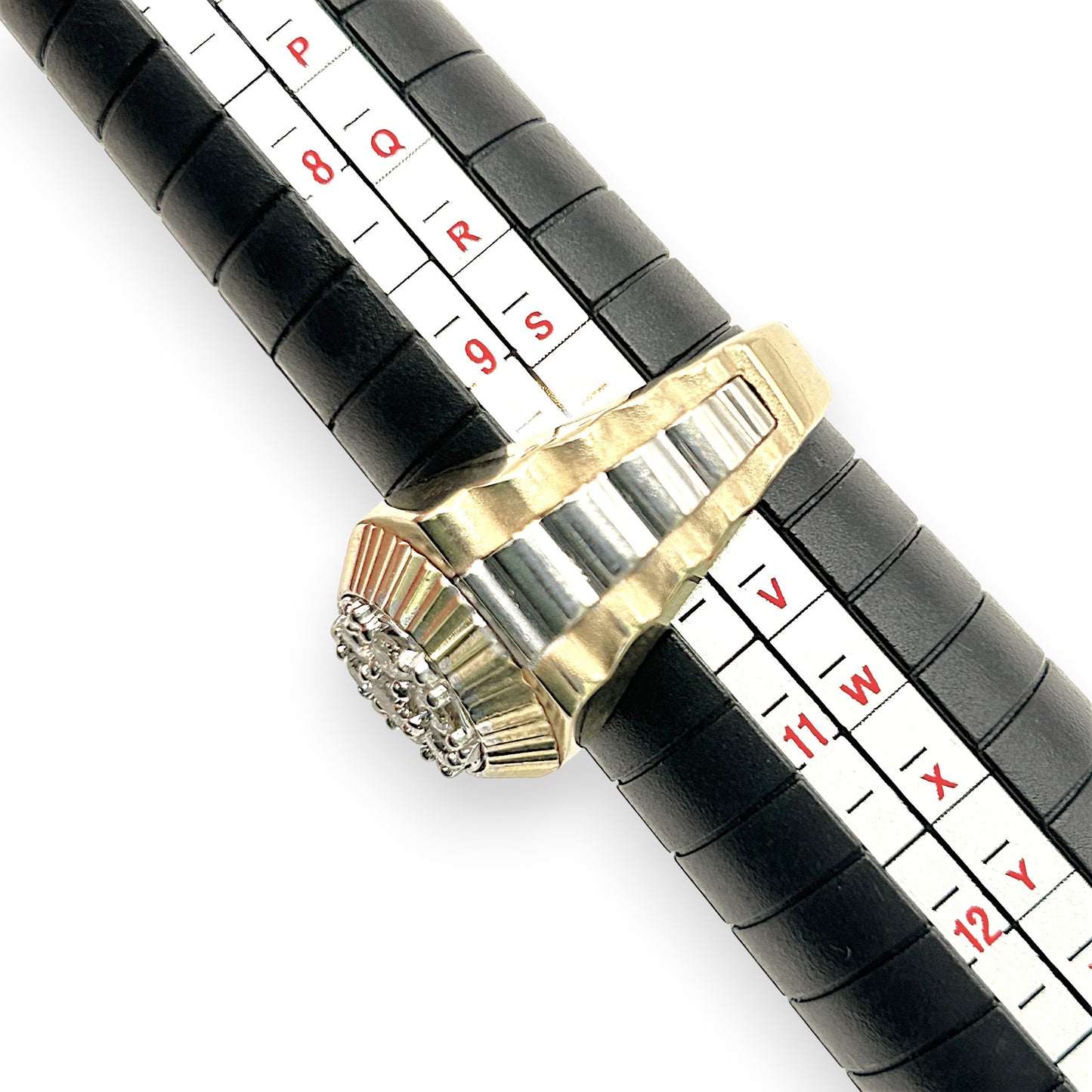 NZGD | 14ct Y/W Gold Regal Watchline Halo Ring Valuation $8,300
