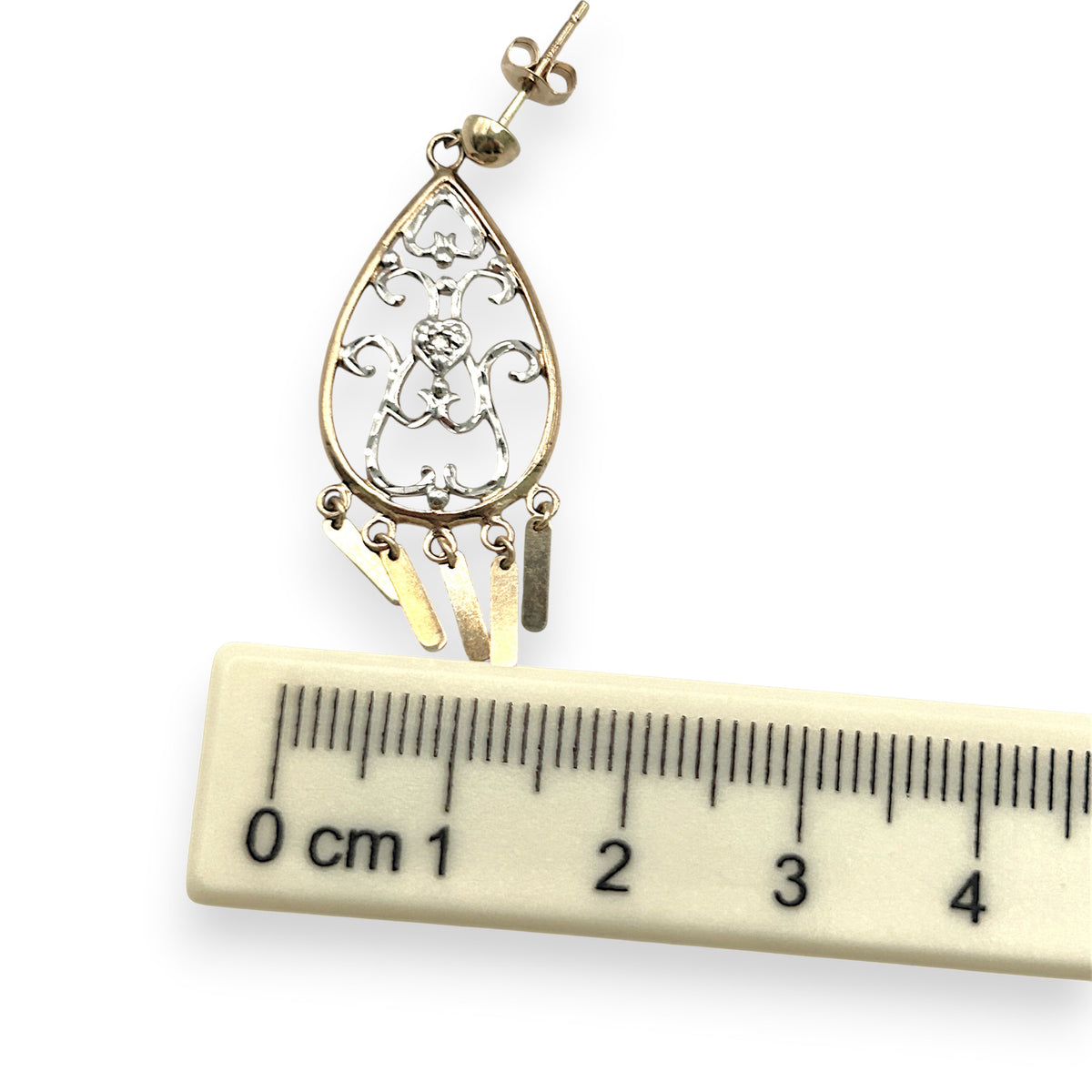 NZGD | 9ct Y/W Gold Golden Breeze Filigree Drops 3.5cm