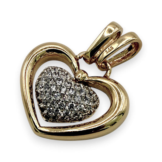 NZGD | 14K Dual‑Tone Gold Infinity Heart Pendant with CZ