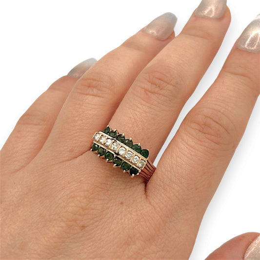 NZGD | 14ct Gold Heirloom Emerald Diamond Ring Valuation $4,000