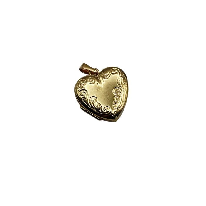 9ct Gold Engraved Heart Locket Pendant
