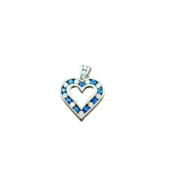 9ct Gold Diamond & Sapphire Heart Pendant