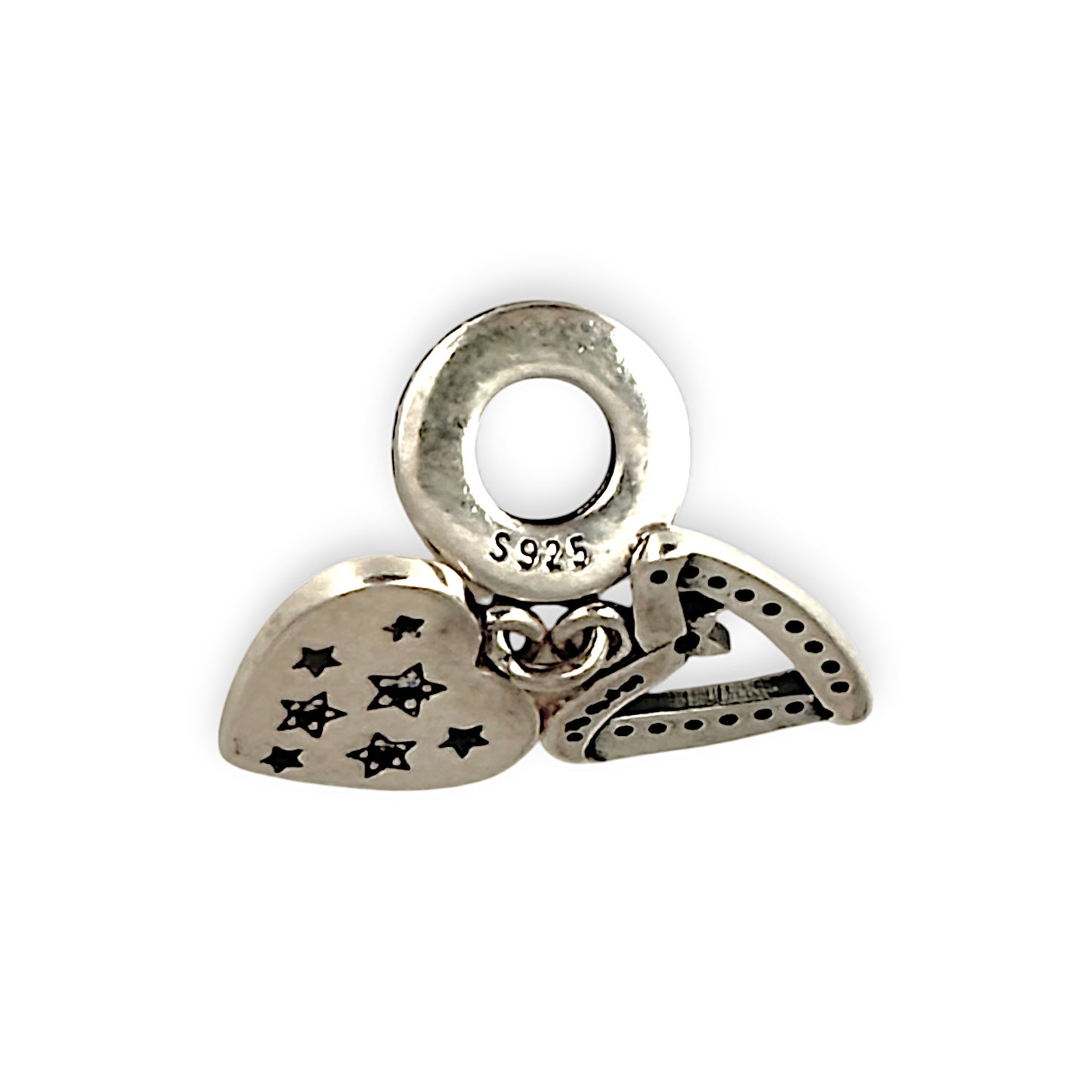 SILVER DEAL | Sterling Silver Charm - Stars on Duo Heart