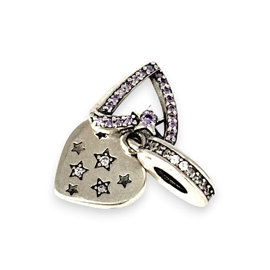 SILVER DEAL | Sterling Silver Charm - Stars on Duo Heart