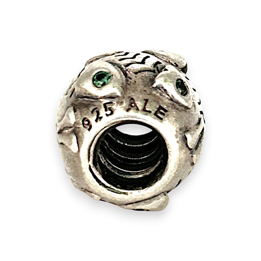 SILVER DEAL | Pandora Sterling Silver Bead Charm - Fish Bones with Green CZ
