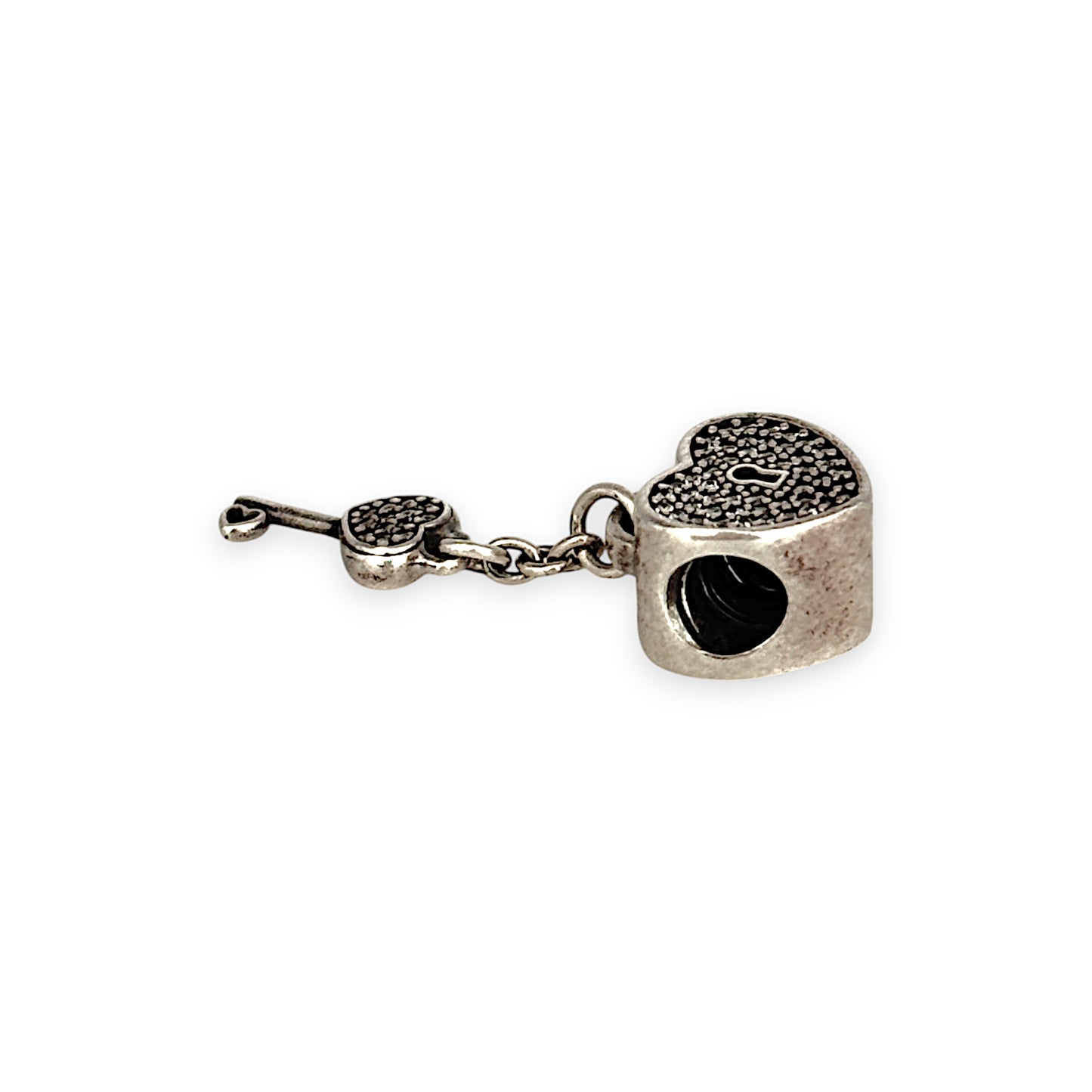 SILVER DEAL | Pandora Sterling Silver Dangle Charm - Heart Padlock and Key