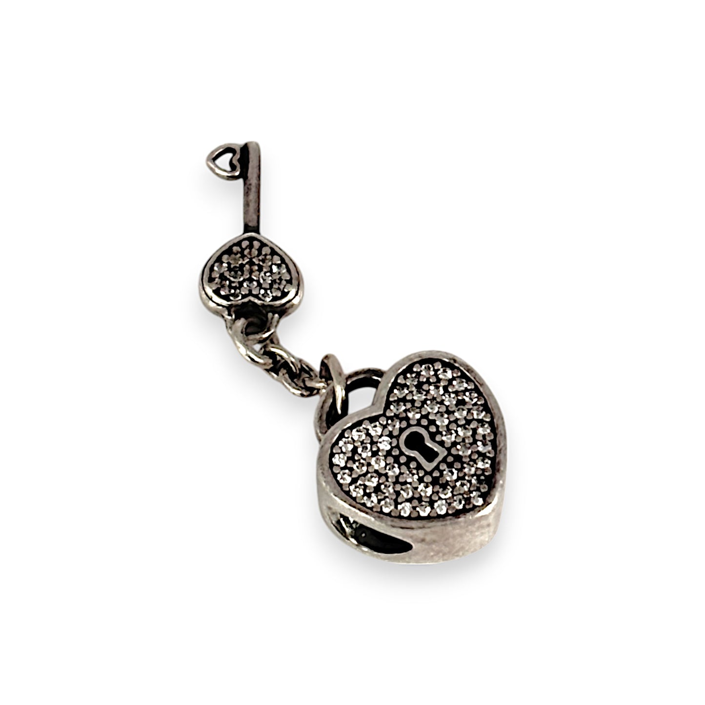 SILVER DEAL | Pandora Sterling Silver Dangle Charm - Heart Padlock and Key