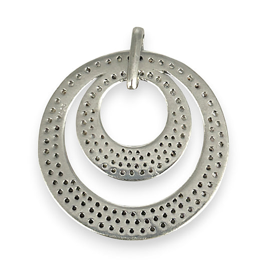 SILVER DEAL | Sterling Silver Lovers' Rings Pendant with Cubic Zirconia