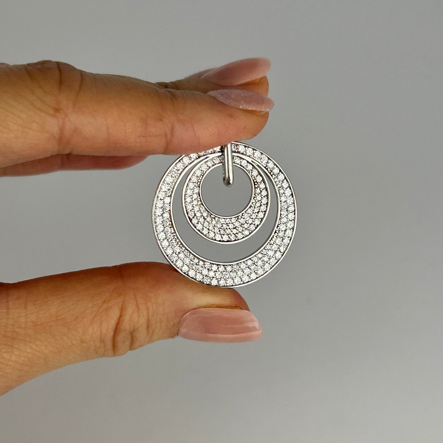 SILVER DEAL | Sterling Silver Lovers' Rings Pendant with Cubic Zirconia