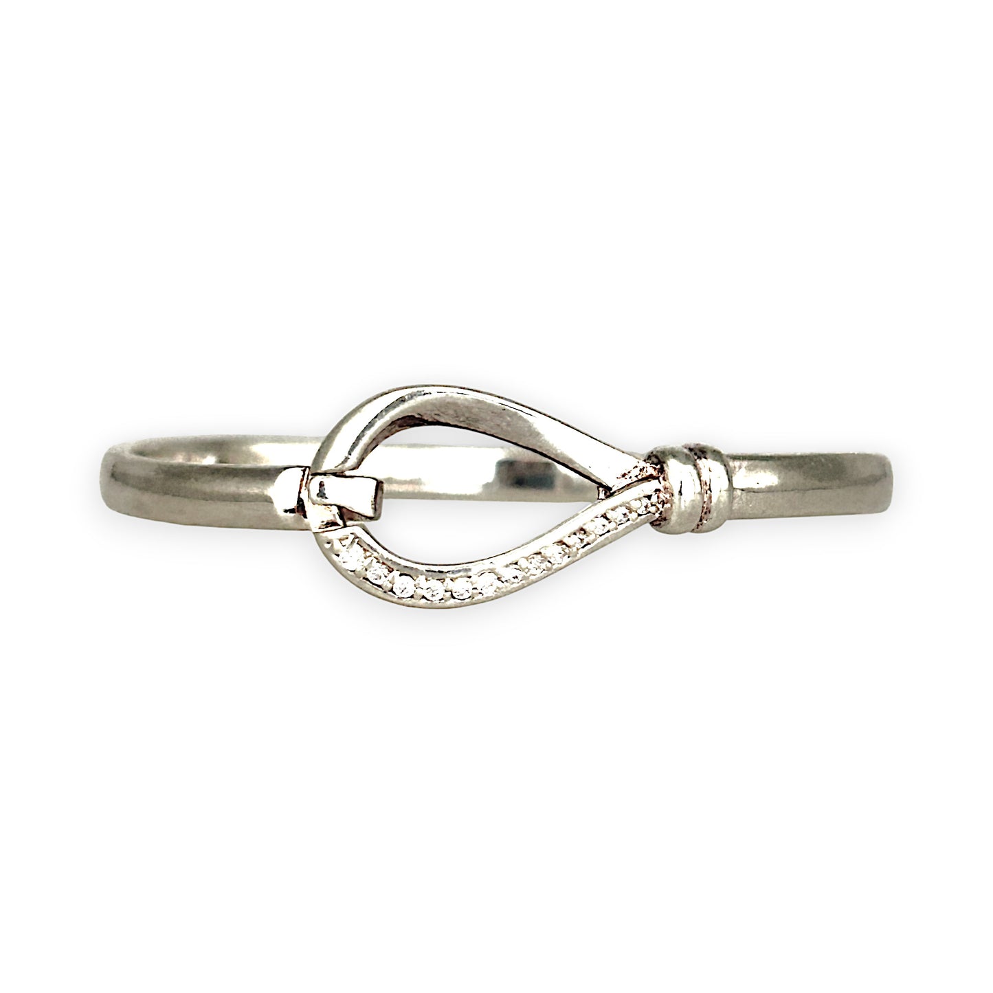 SILVER DEAL | Sterling Sliver Catch Oval Bangle with Dazzling CZ