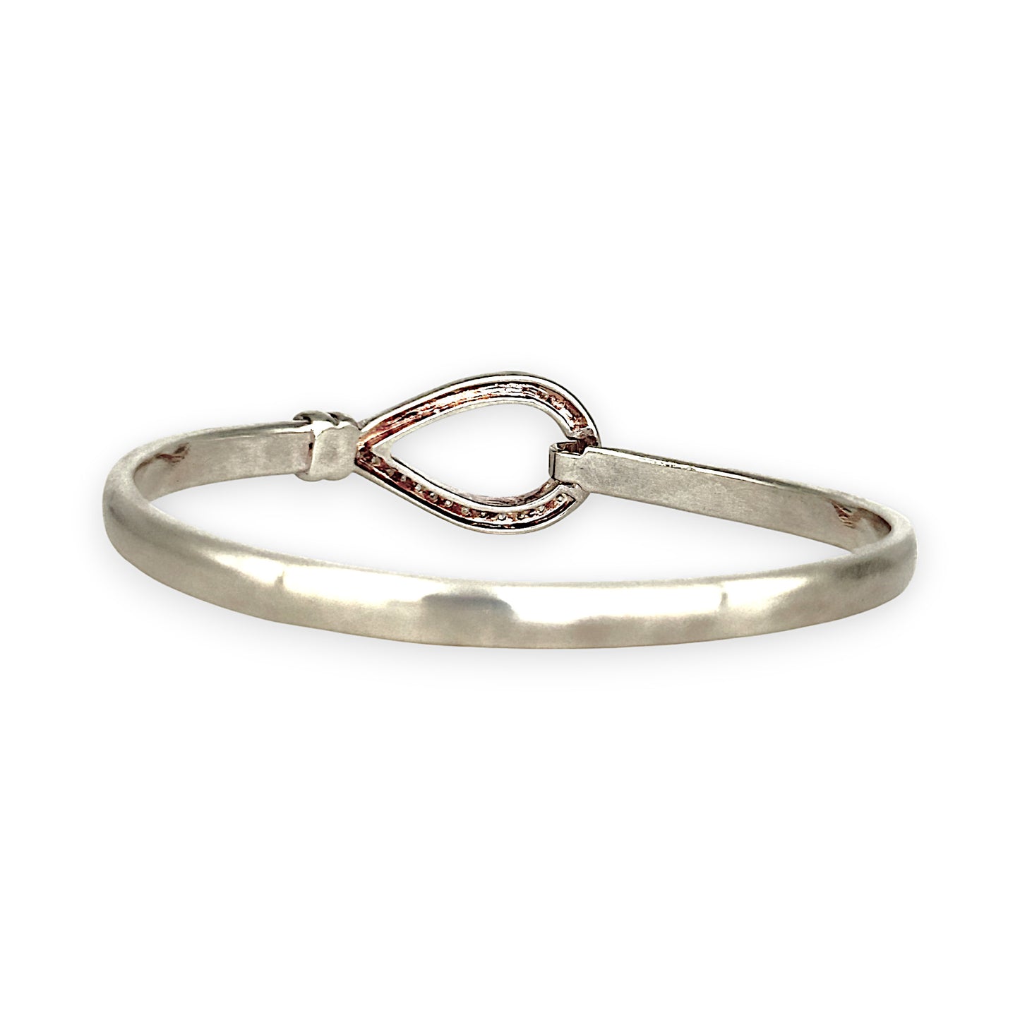 SILVER DEAL | Sterling Sliver Catch Oval Bangle with Dazzling CZ