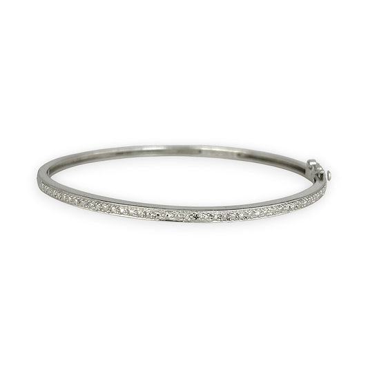 SILVER DEAL | Sterling Silver Hinged Snap Oval Bangle