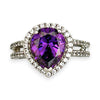 SILVER DEAL | Refurbished Sterling Silver Teardrop Ring Amethyst & Cubic Zirconia
