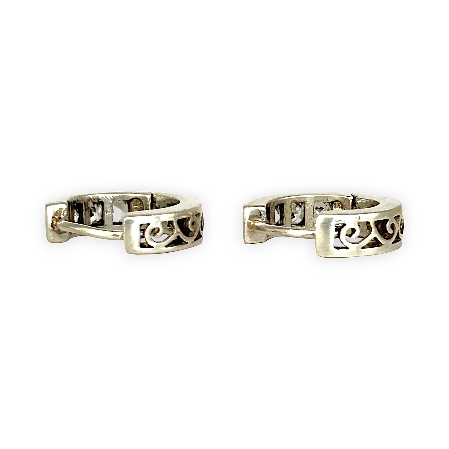 SILVER DEAL | Sterling Silver Aurora Four CZ Huggies Earrings