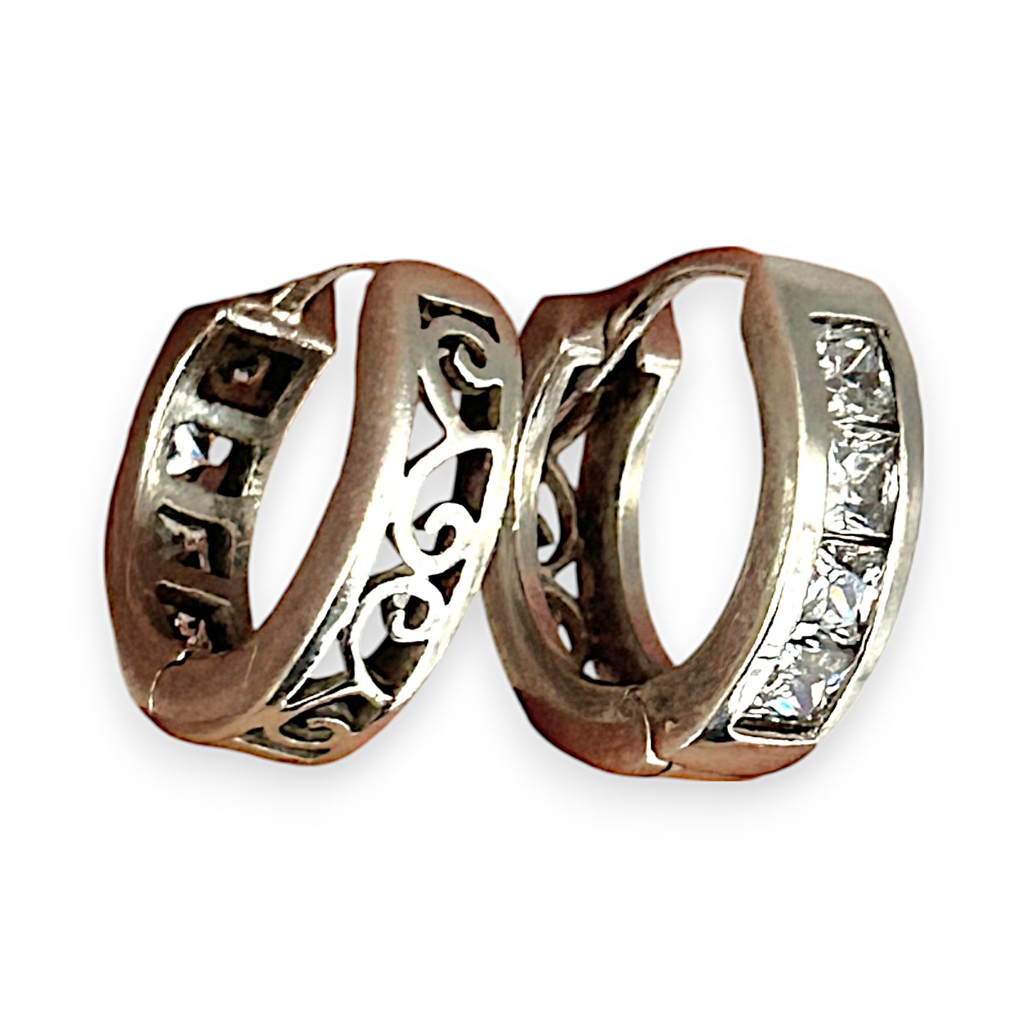 SILVER DEAL | Sterling Silver Aurora Four CZ Huggies Earrings