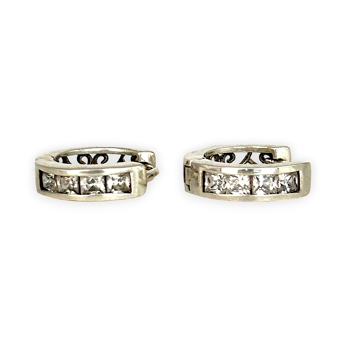 SILVER DEAL | Sterling Silver Aurora Four CZ Huggies Earrings