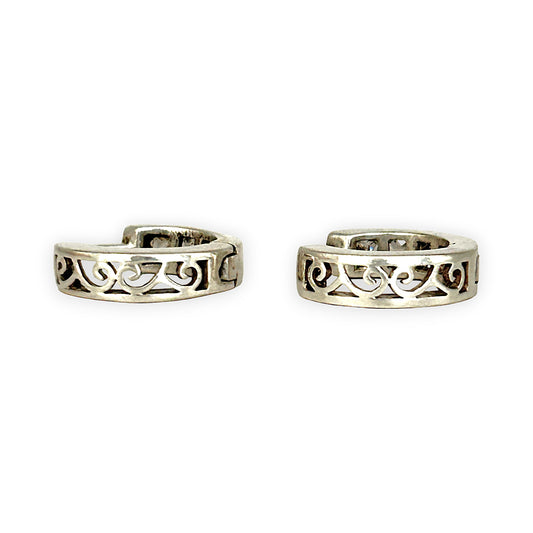 SILVER DEAL | Sterling Silver Aurora Four CZ Huggies Earrings