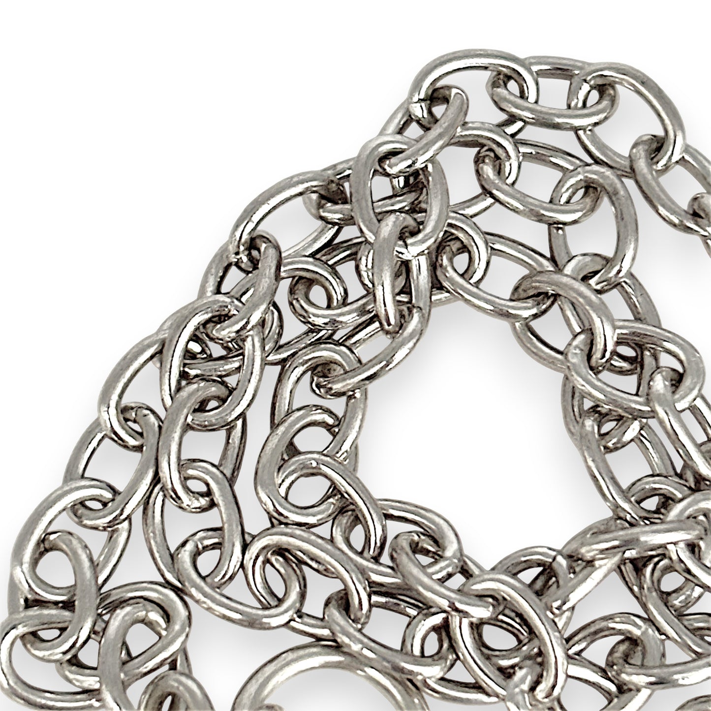 SILVER DEAL | Sterling Silver Oval Link 44cm Necklace with Heart Tag & Toggle Clasp