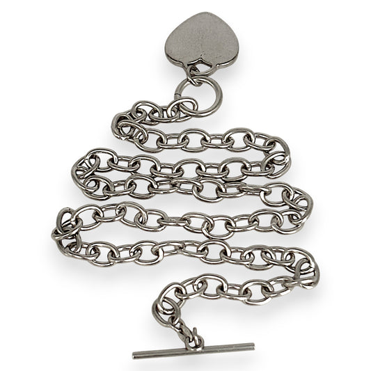 SILVER DEAL | Sterling Silver Oval Link 44cm Necklace with Heart Tag & Toggle Clasp